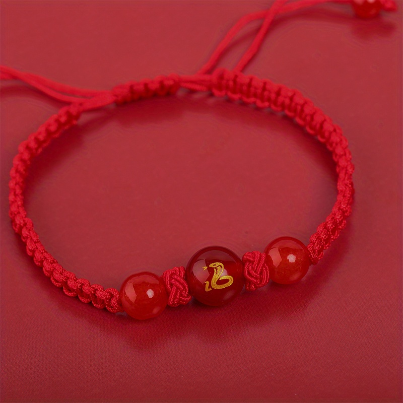 Snake Year Lucky Red Rope Bracelet Zodiac Snake Adjustable